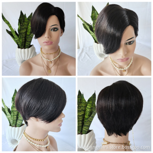 Short Brazilian Human Hair Wig Vendors Wholesale U part Virgin Hair Pixie Cut Wigs For Black Women